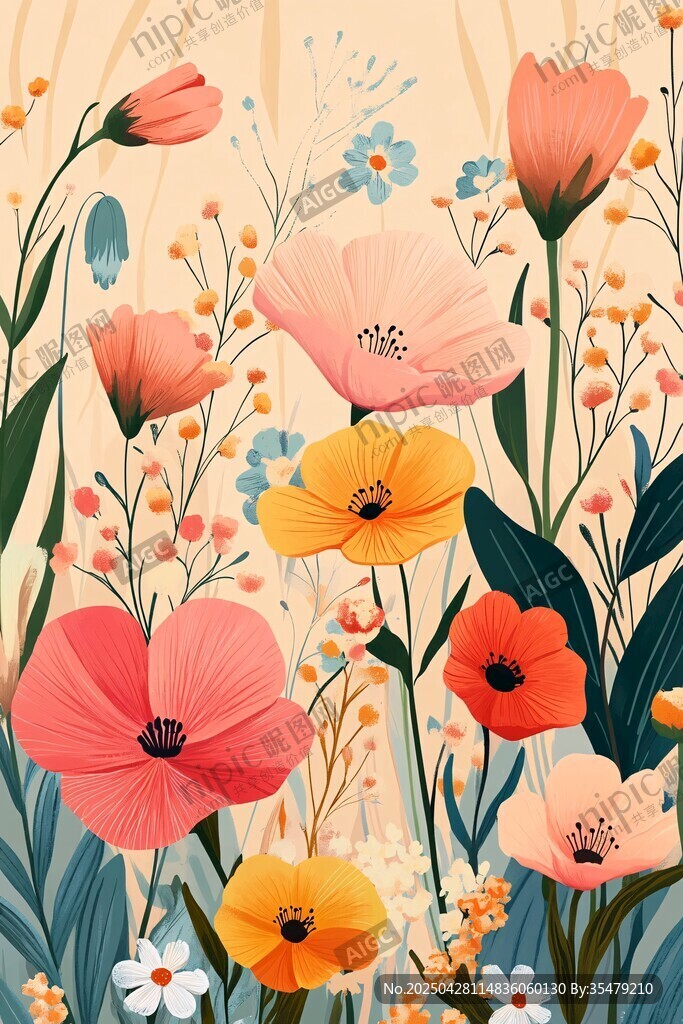 缤纷花卉插画 尽显自然之美