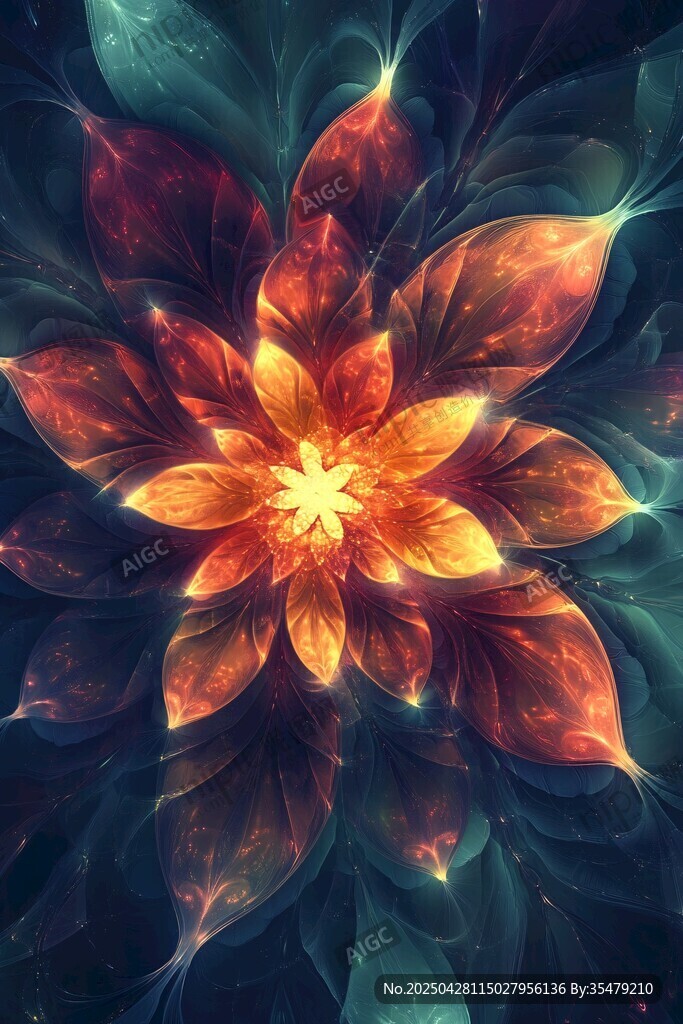 梦幻炫彩分形花朵艺术图