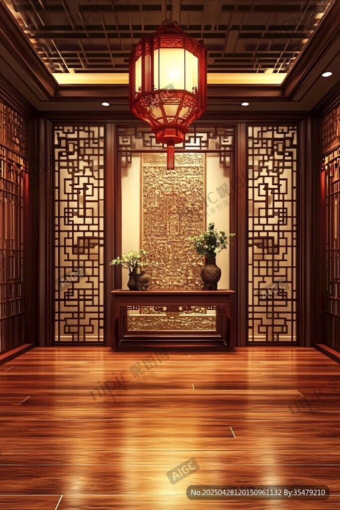 中式典雅玄关设计场景