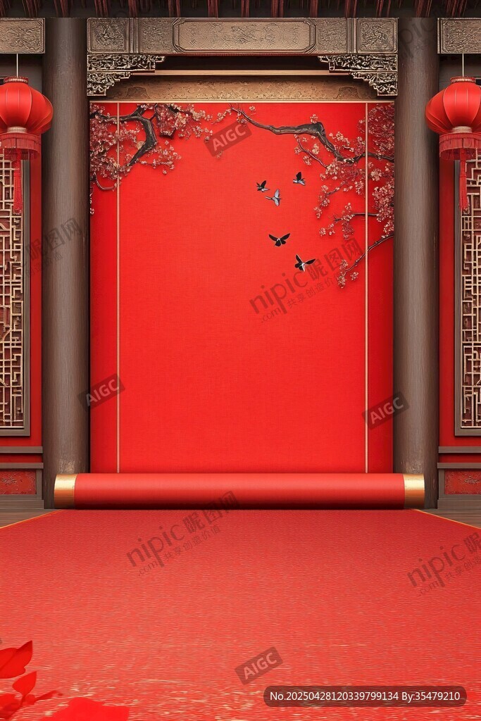中式喜庆红门场景布置