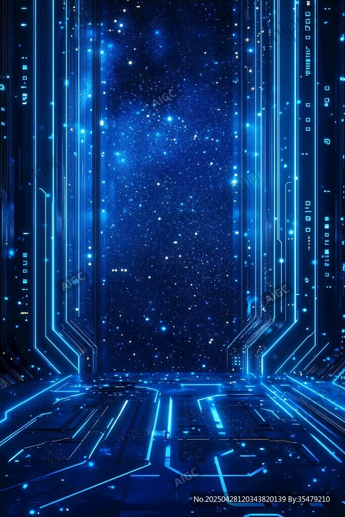 梦幻蓝色科技感空间背景
