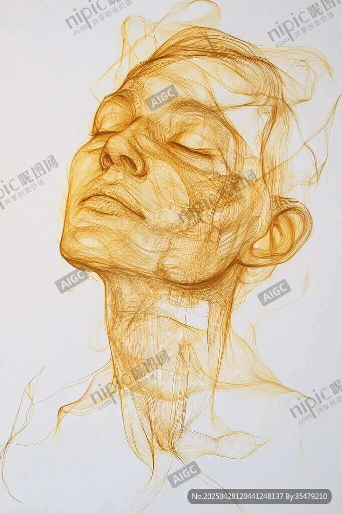 抽象线条勾勒的静谧人脸