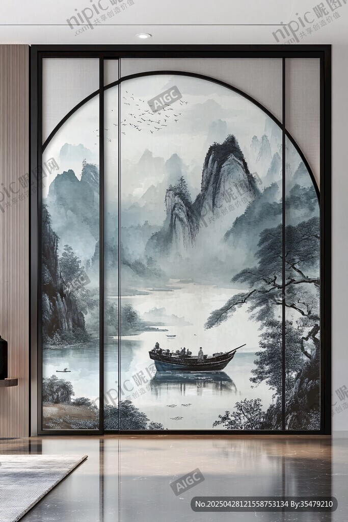 中式山水屏风 雅致意境浓