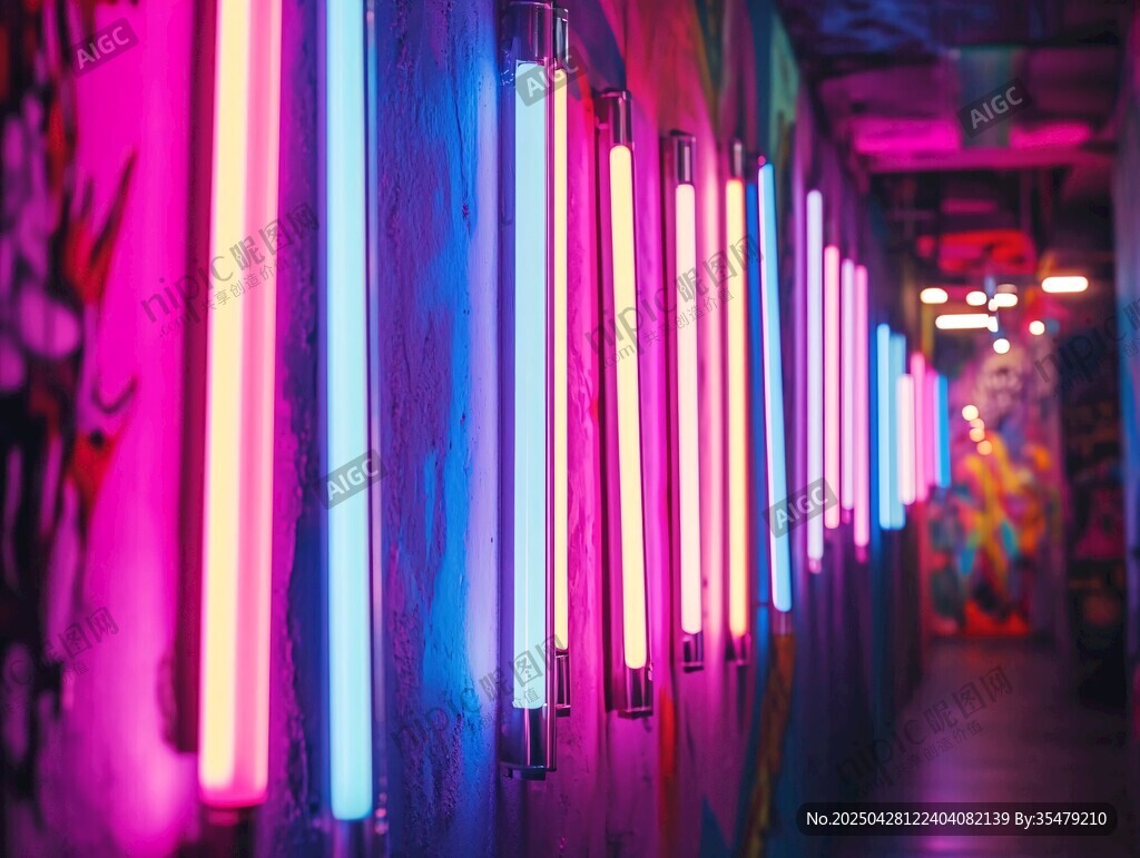 霓虹灯管装点的绚丽通道