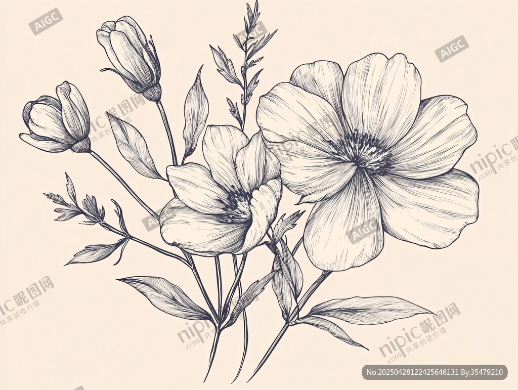 手绘花卉插画