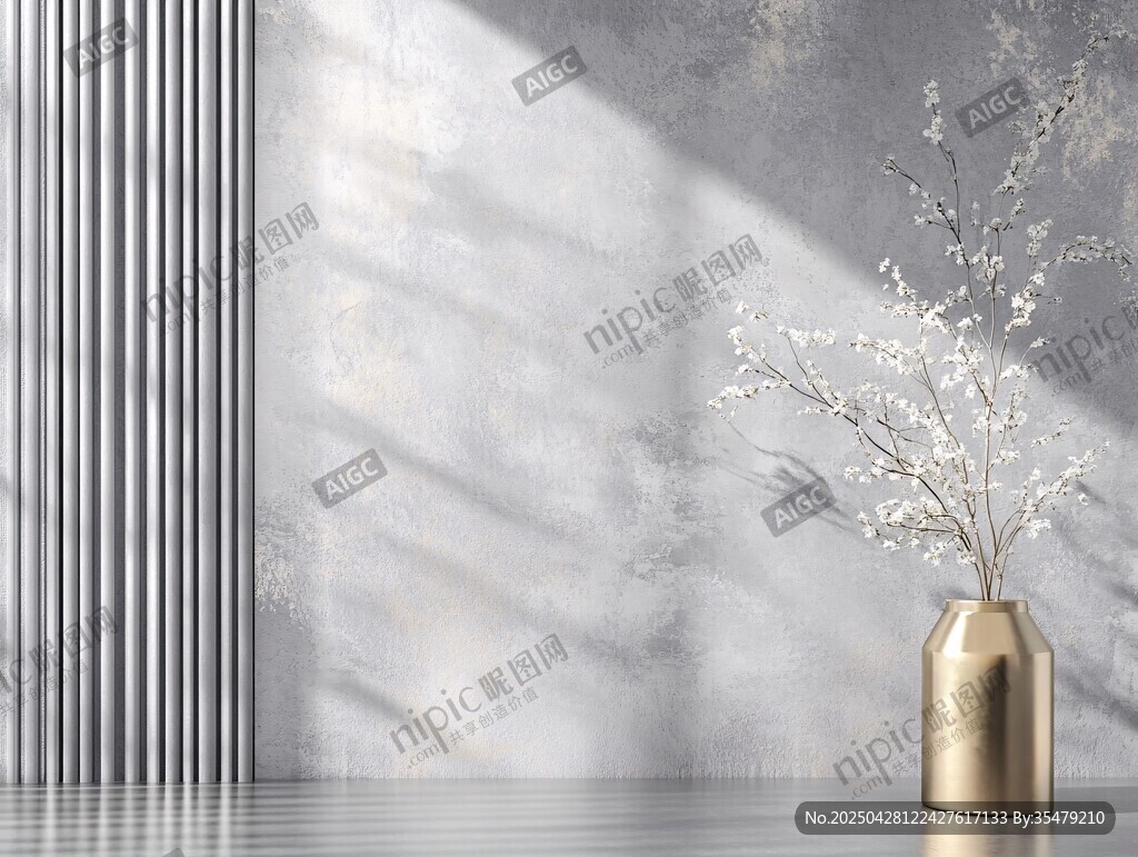 简约空间中的金花瓶插花