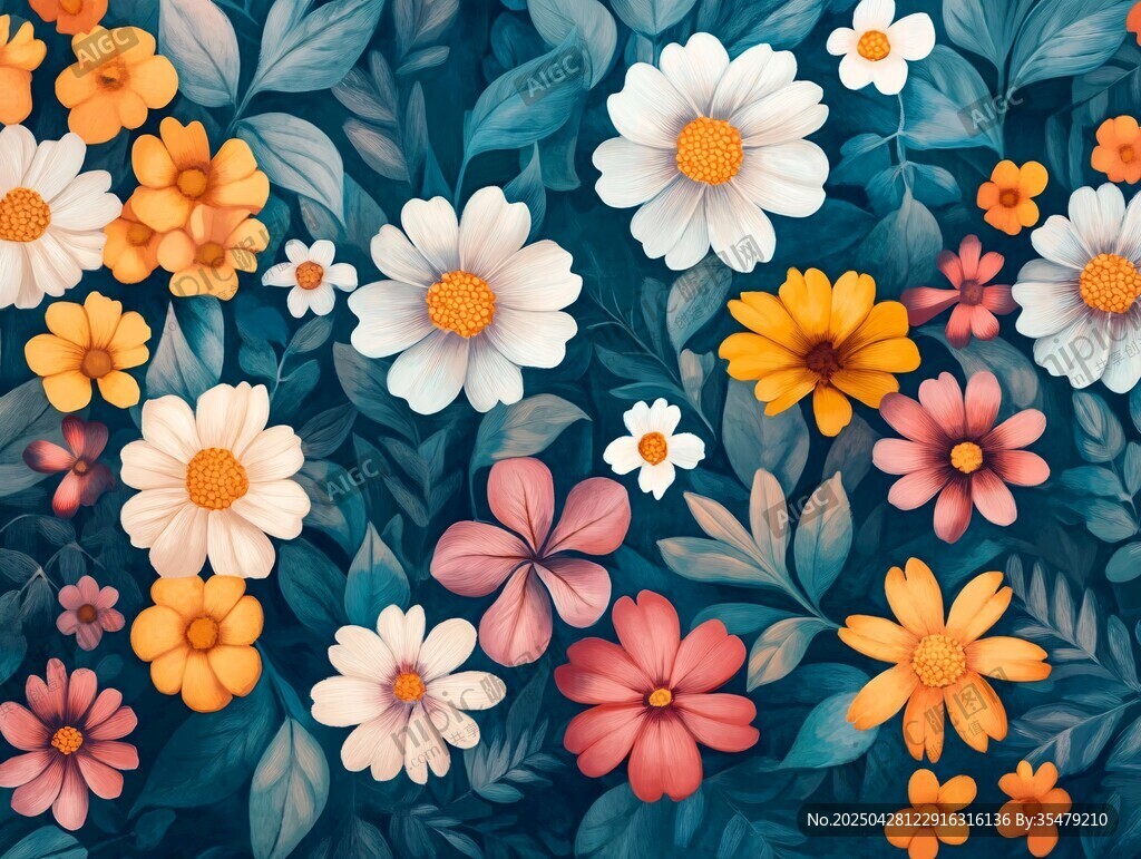缤纷花卉图案的梦幻世界