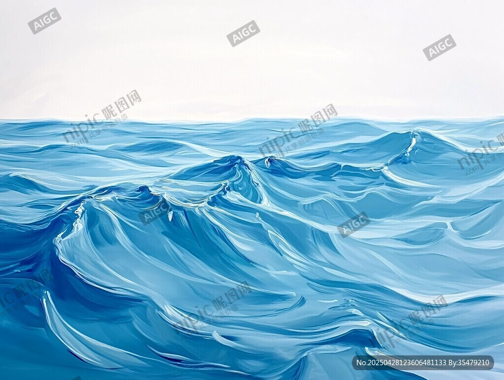 蓝色海浪抽象艺术画作