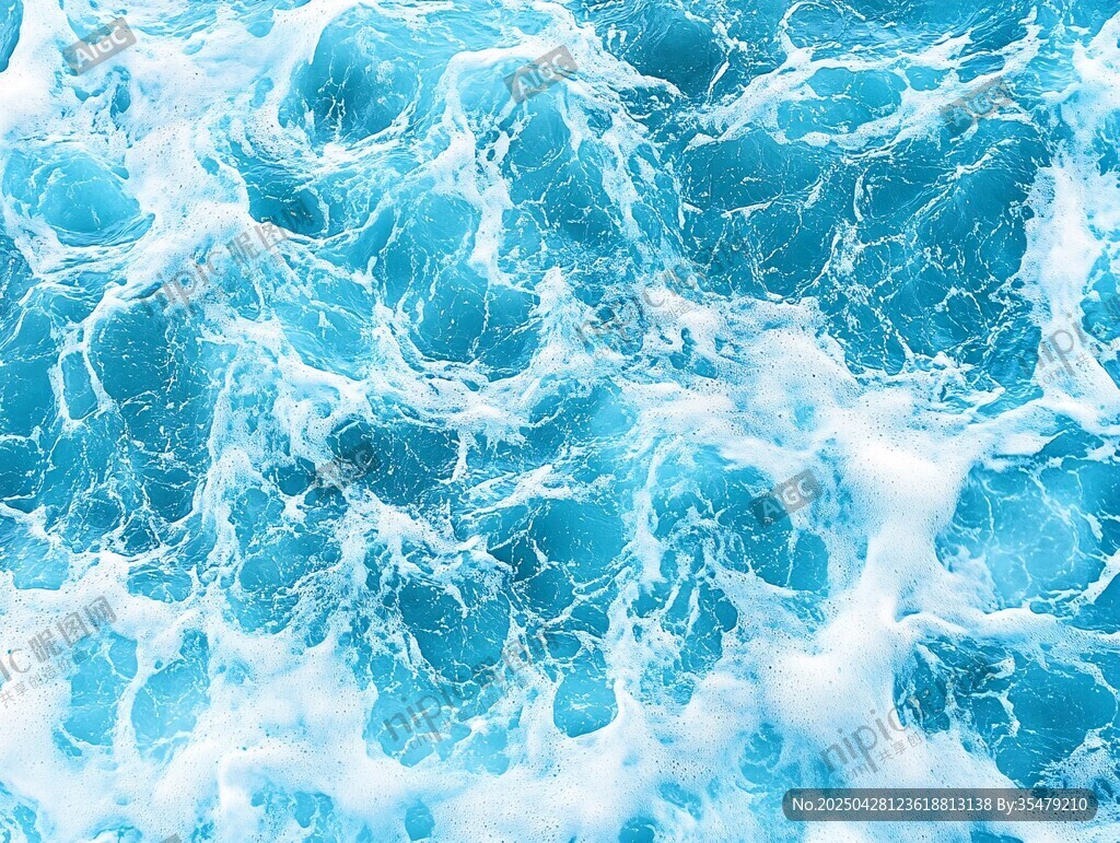蓝色海浪纹理特写