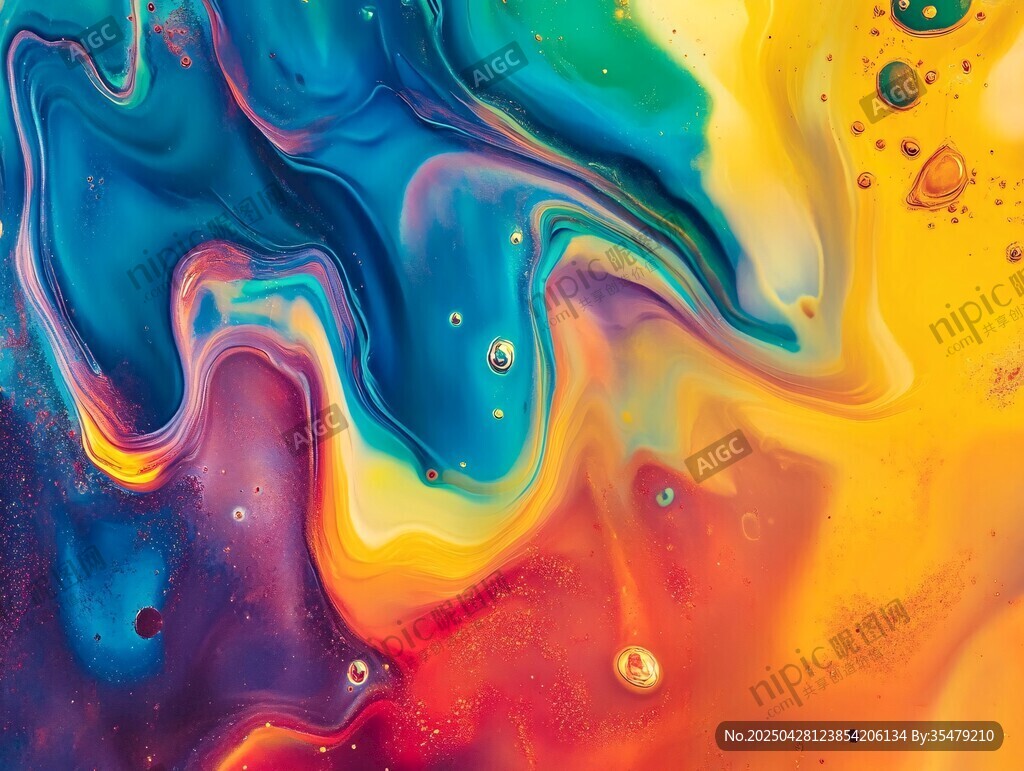 梦幻多彩流体艺术画面