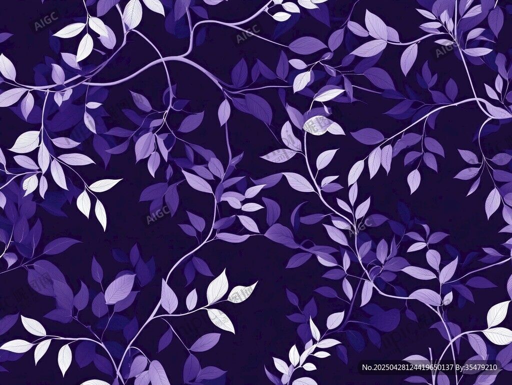 紫色叶蔓无缝花纹图案