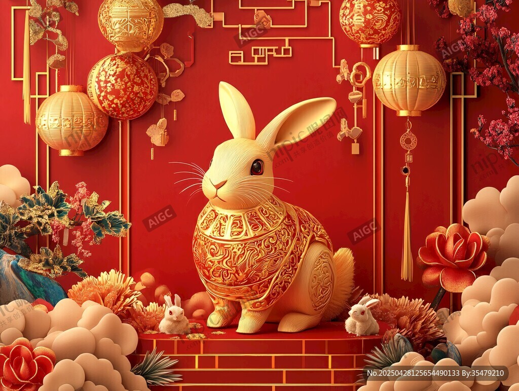 金兔贺岁 喜庆新春场景