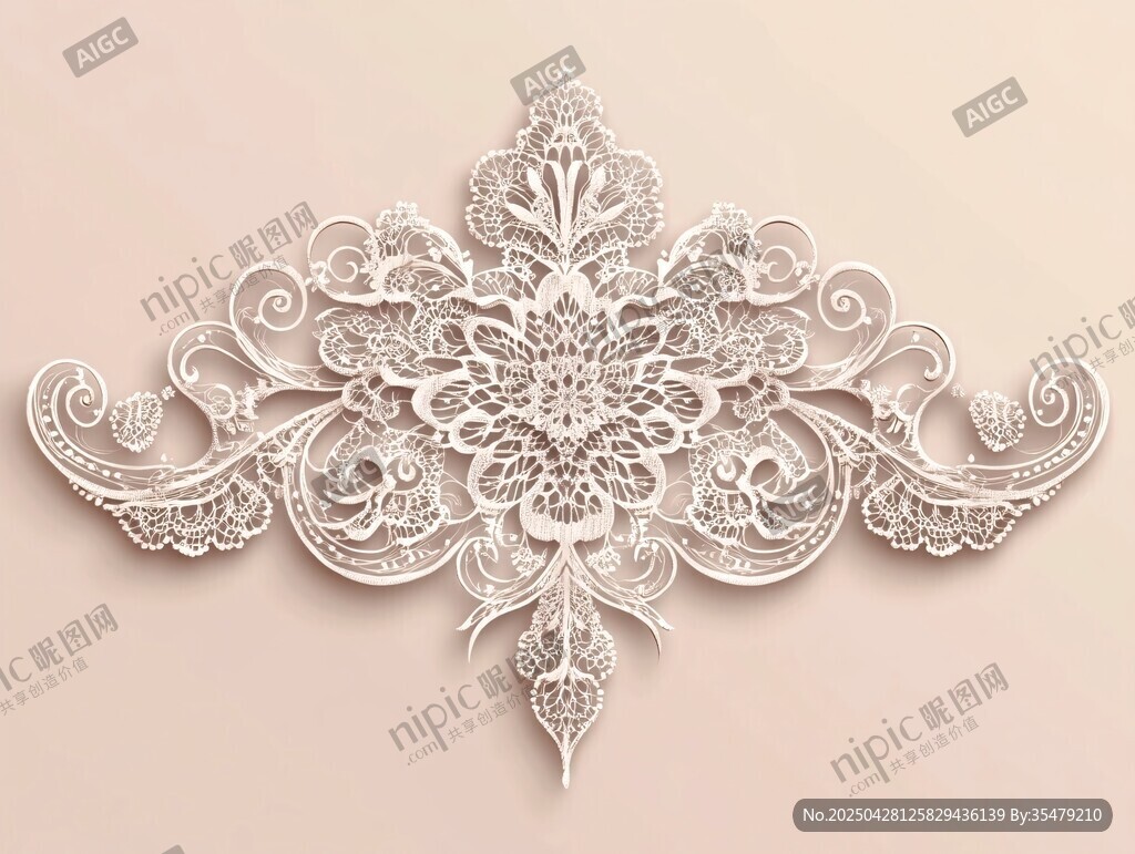 精致白色蕾丝花纹装饰图案