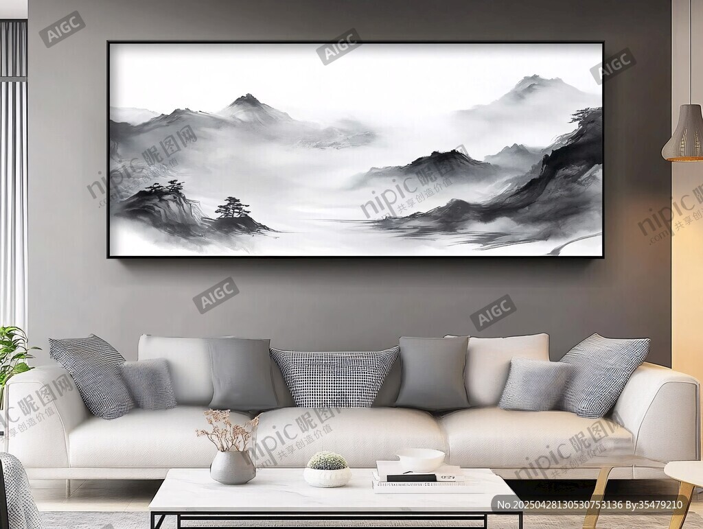 水墨山水客厅装饰画