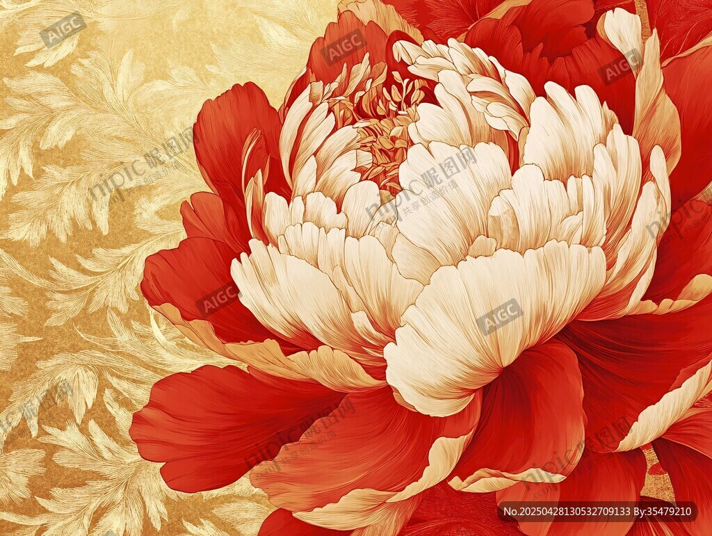 富贵牡丹花卉图案