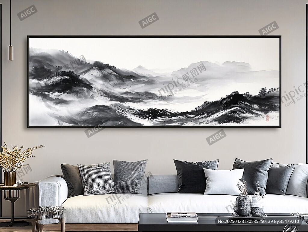 水墨山水客厅装饰画