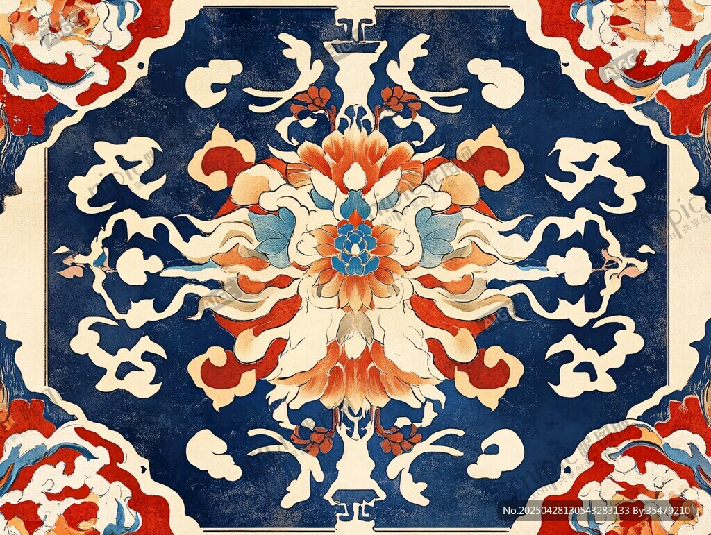 中式传统花卉纹样图案