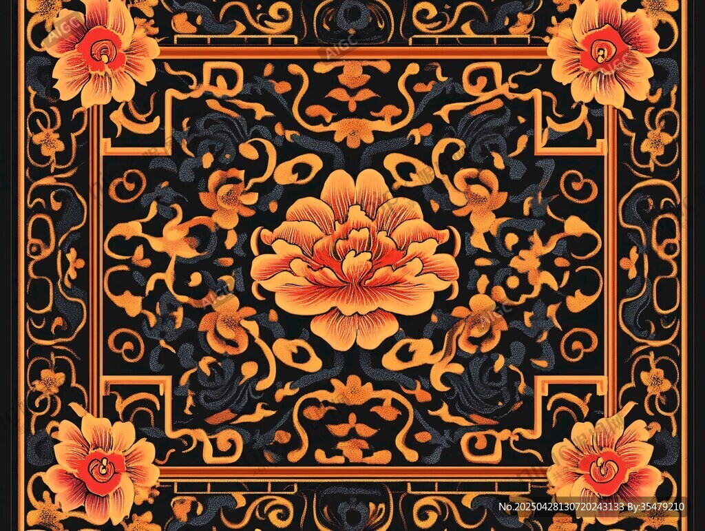中式牡丹花纹古典图案
