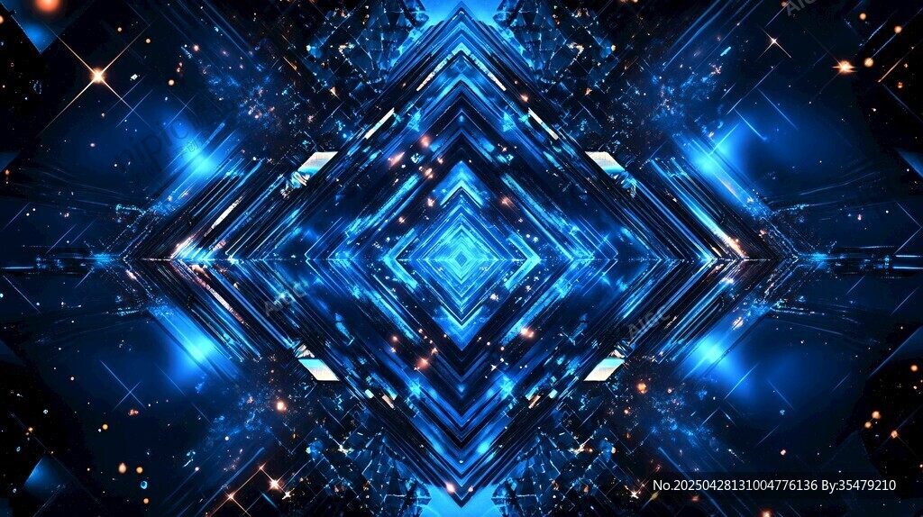 炫彩科技风蓝色几何光影背景