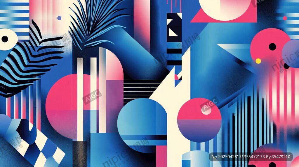 几何抽象风多彩图案设计