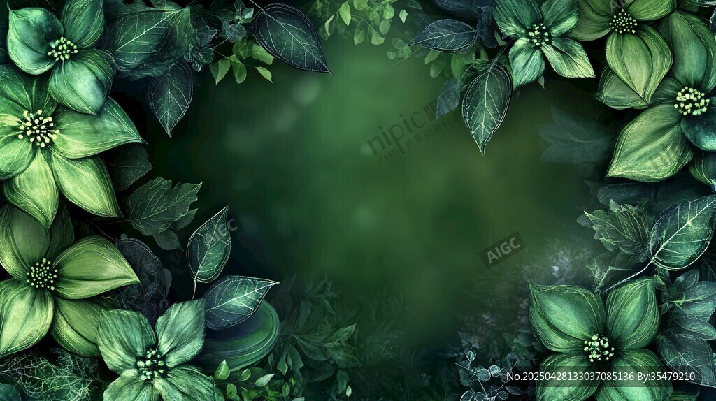 绿意盎然的植物边框背景