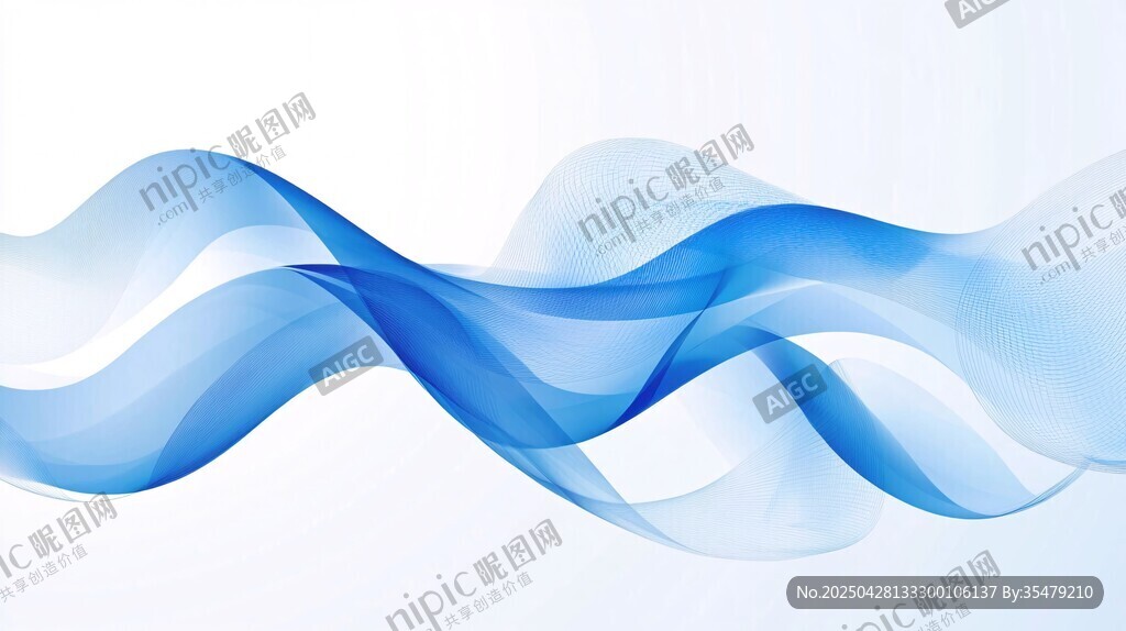 蓝色动感波浪抽象背景图