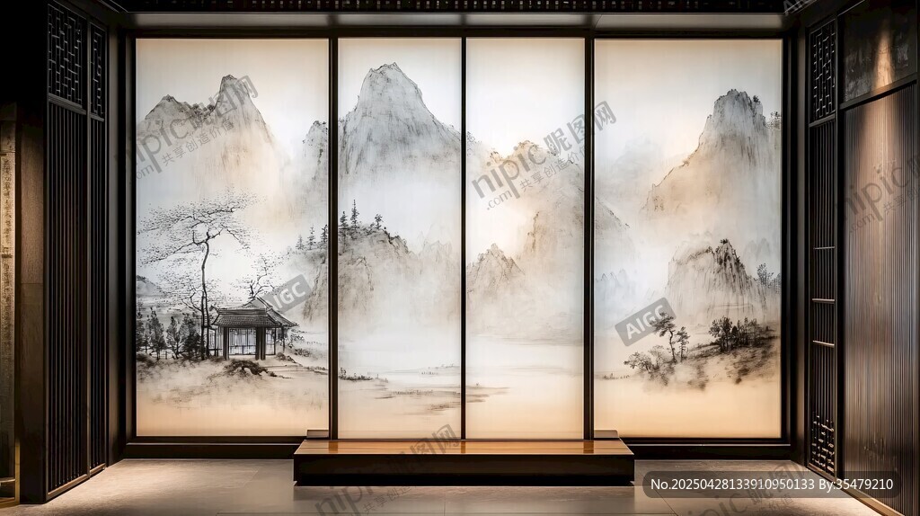 中式山水屏风尽显雅致