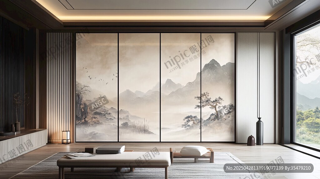 中式雅致客厅 山水屏风意境