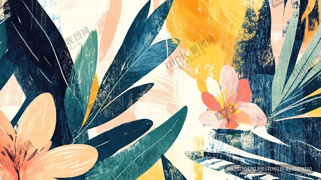 热带花卉植物插画艺术
