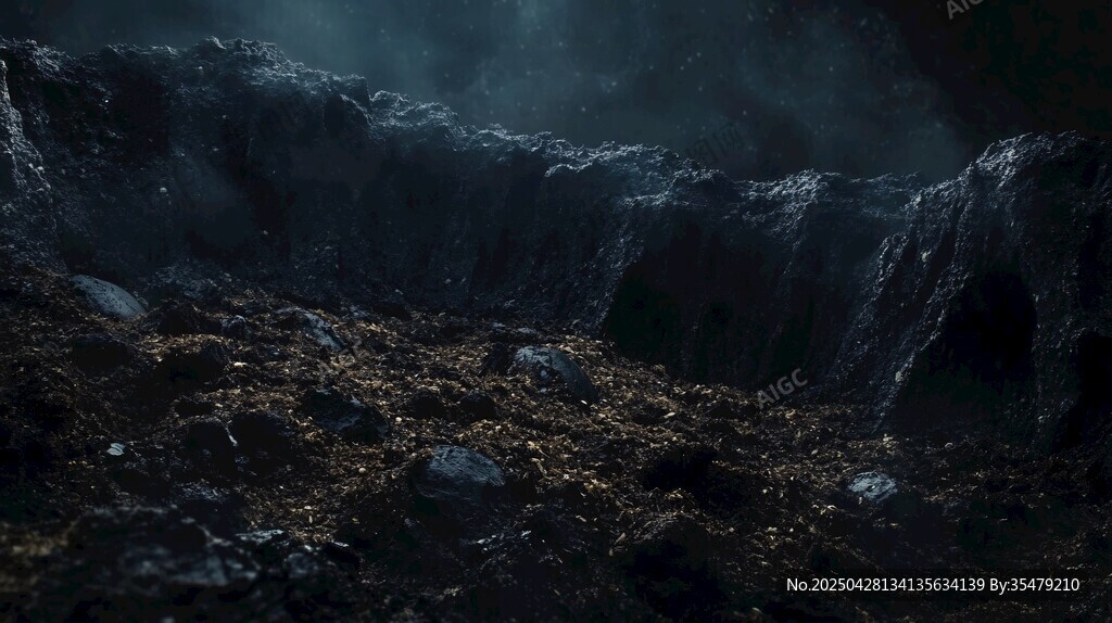 黑暗神秘的深邃岩石场景