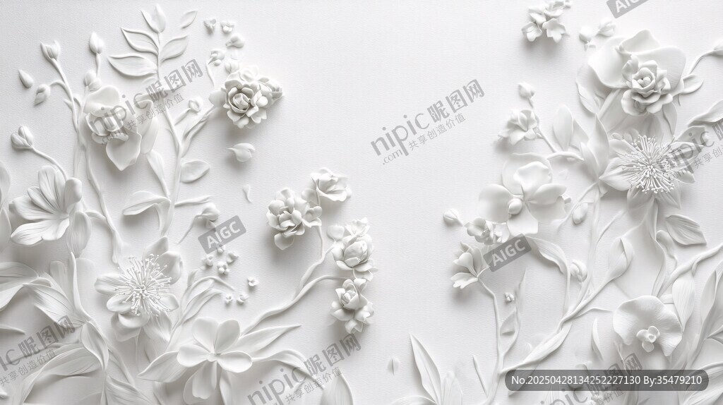 立体白花装饰背景图案