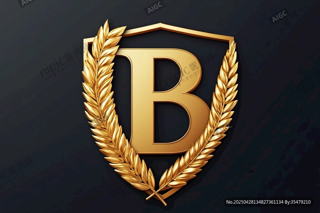 金色B字母盾牌荣誉标志