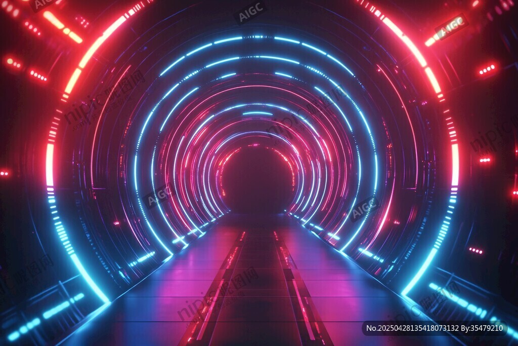 未来感霓虹科幻隧道空间