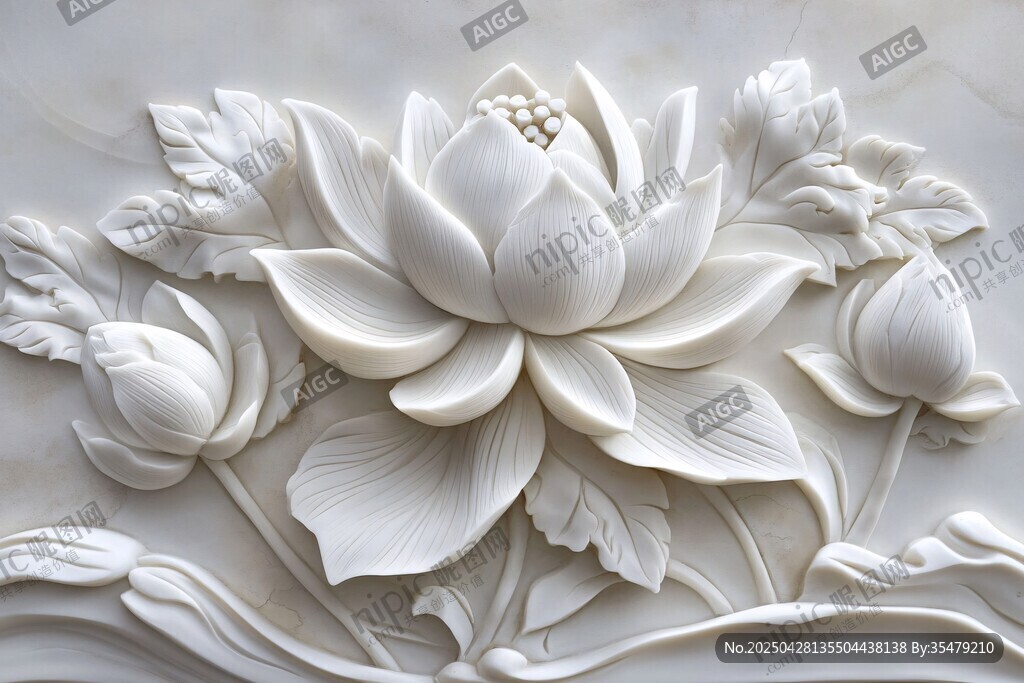 白玉莲花浮雕精美艺术之作