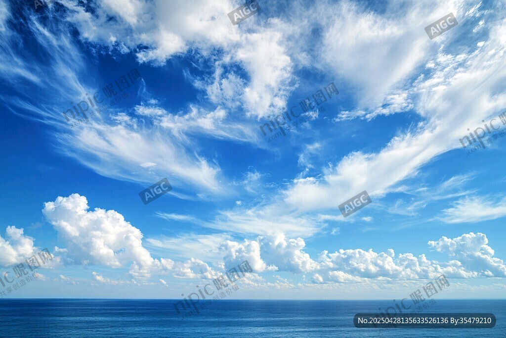 蓝天碧海间的梦幻云景