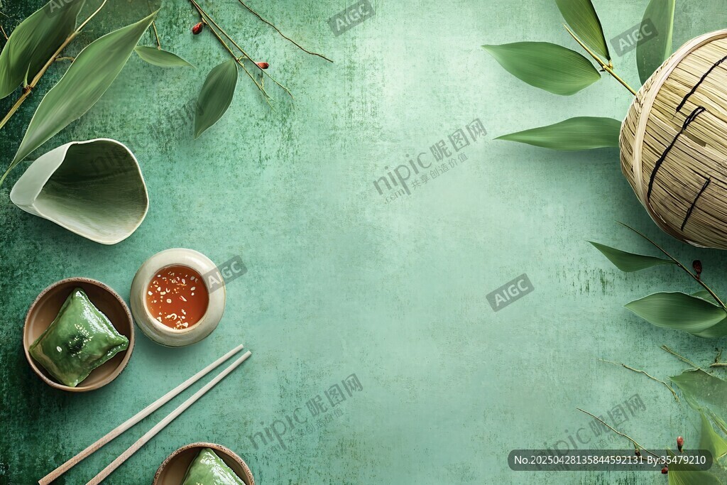 清新风端午美食与绿植布置
