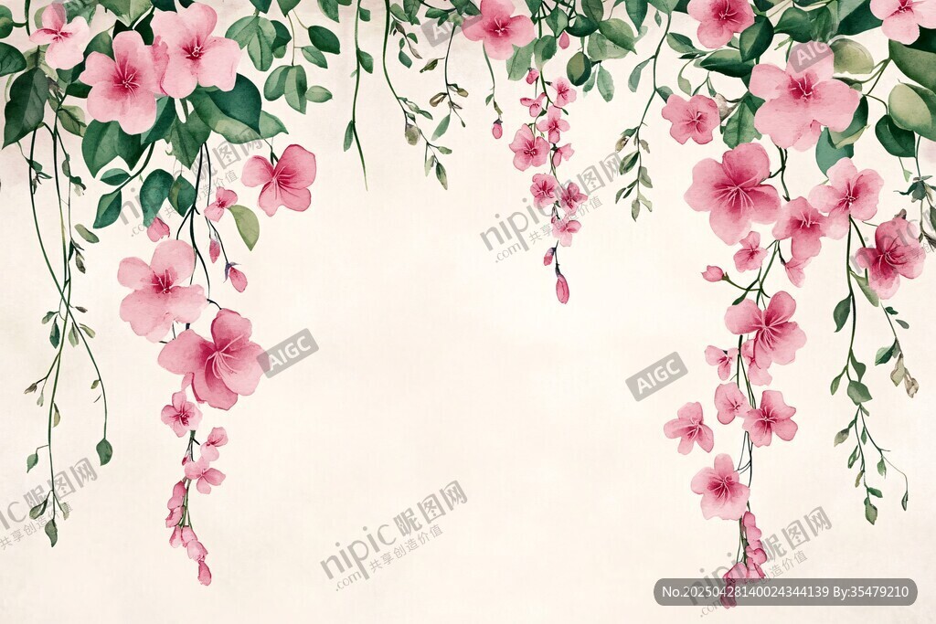 粉色垂吊花卉唯美背景图