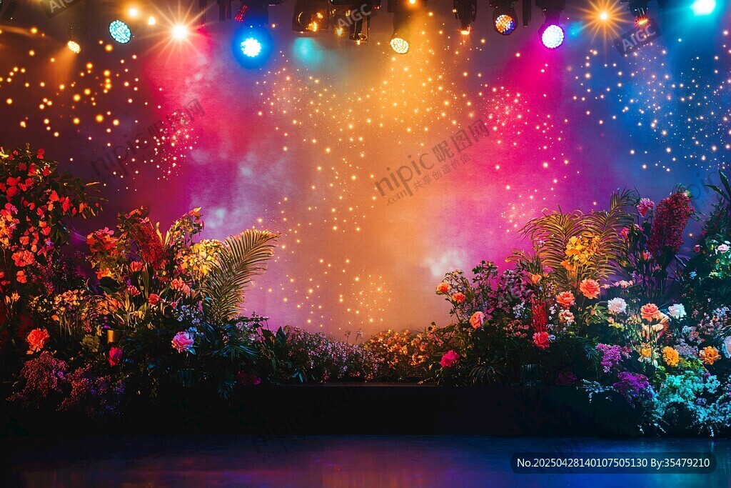 梦幻舞台花卉灯光秀场景