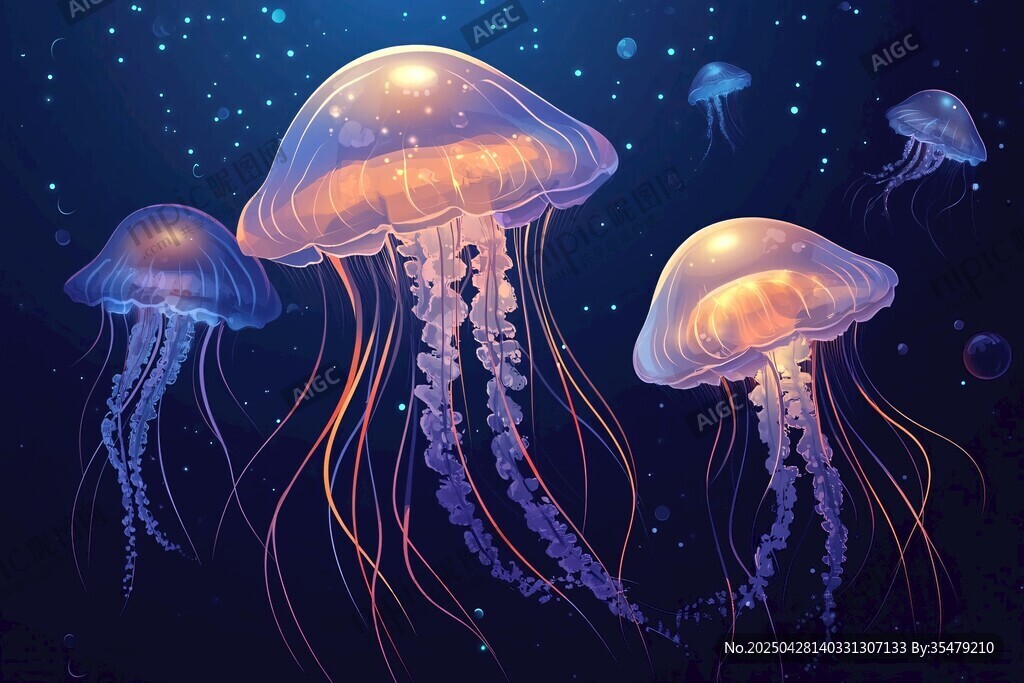 梦幻水母在深海中悠然游动