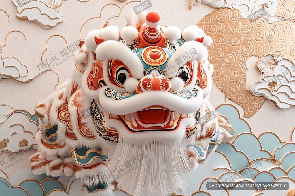 传统舞狮头 国风祥瑞元素
