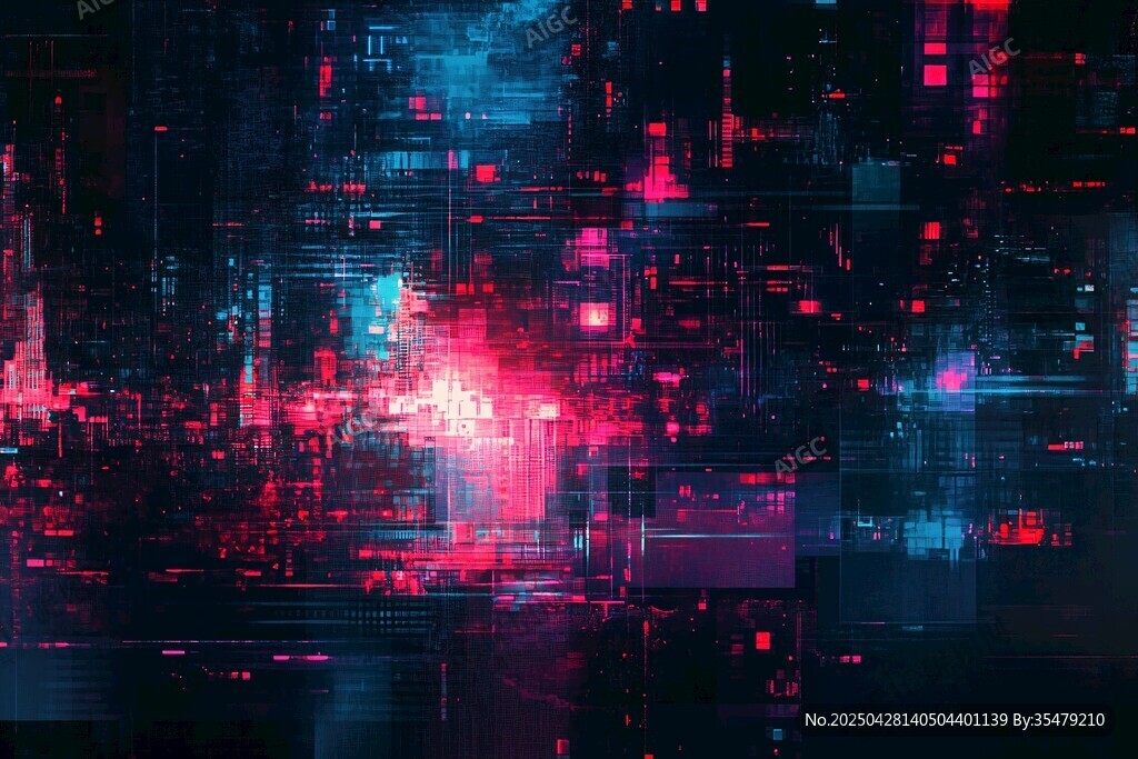 霓虹数字城市夜景画面