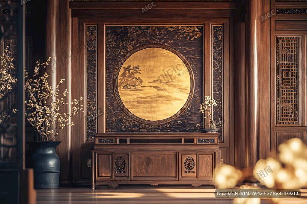 中式古典厅堂的雅致景致