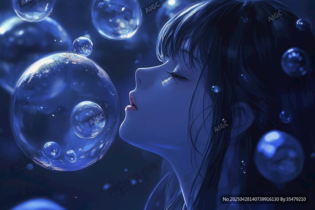 梦幻少女与蓝色泡泡世界