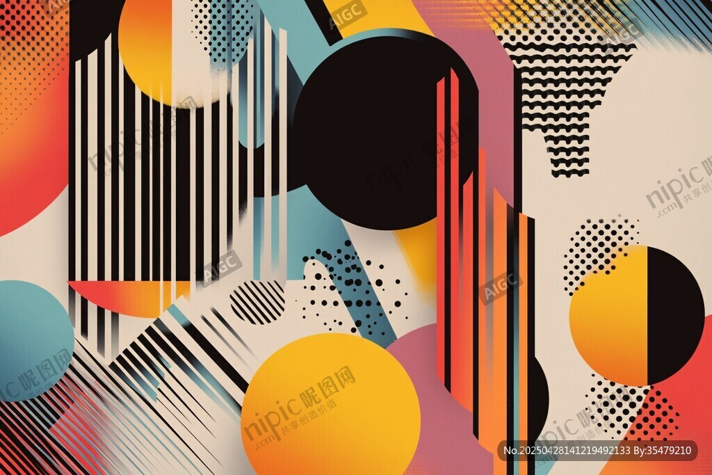 抽象几何多彩艺术图案