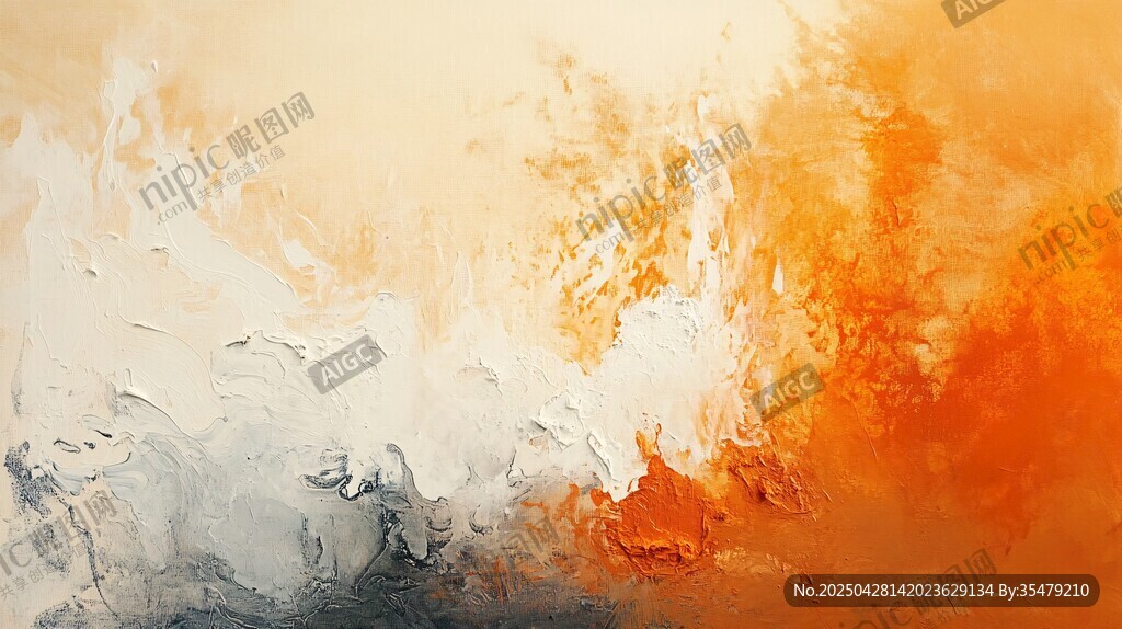 橙白抽象油画纹理背景