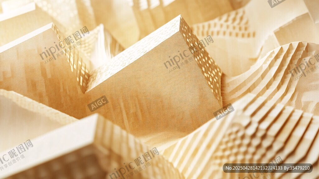 金色立体建筑模型细节