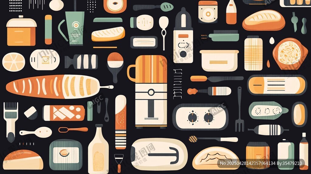 厨房用品插画图案设计