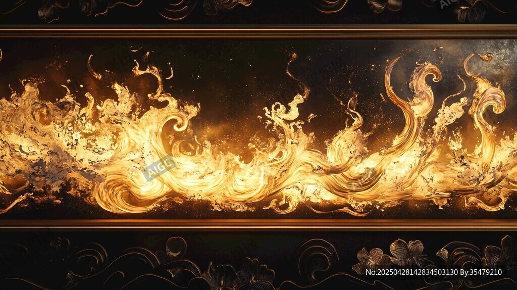 金色火焰中式祥瑞图案