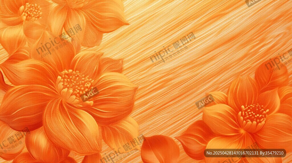 橙色花卉背景图