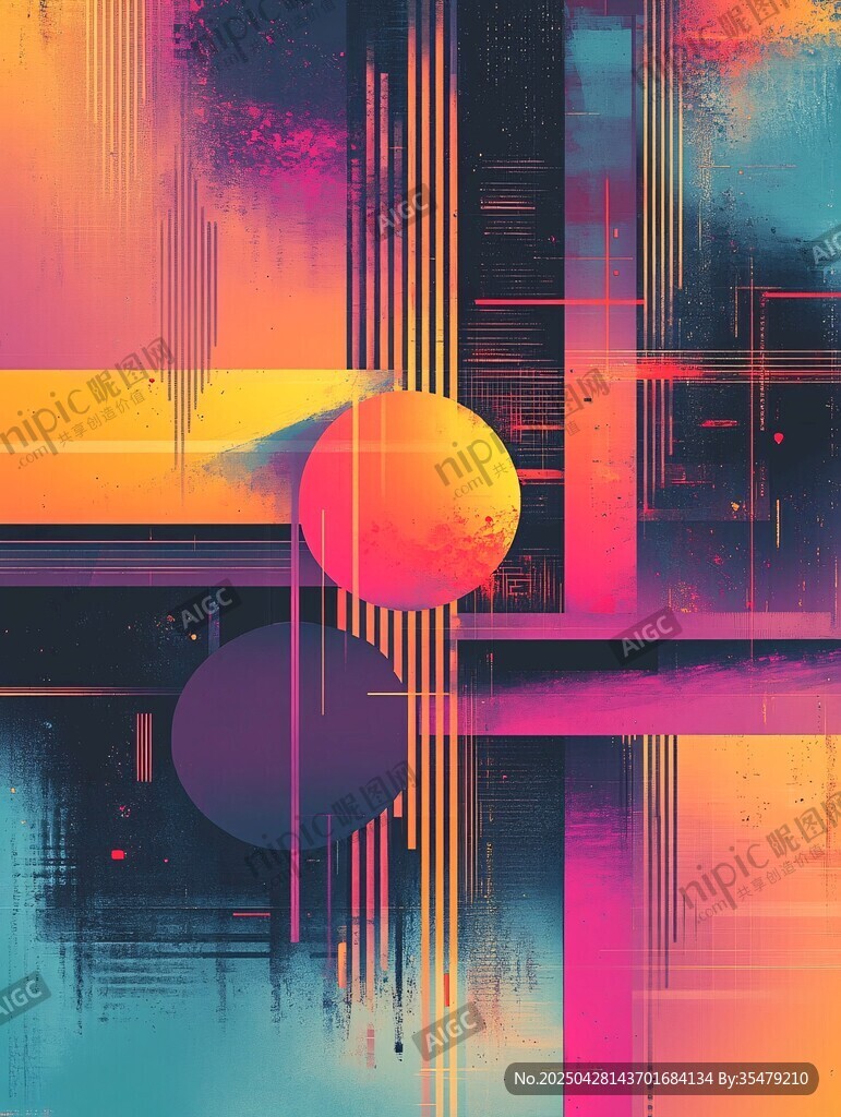 绚丽几何抽象艺术画作